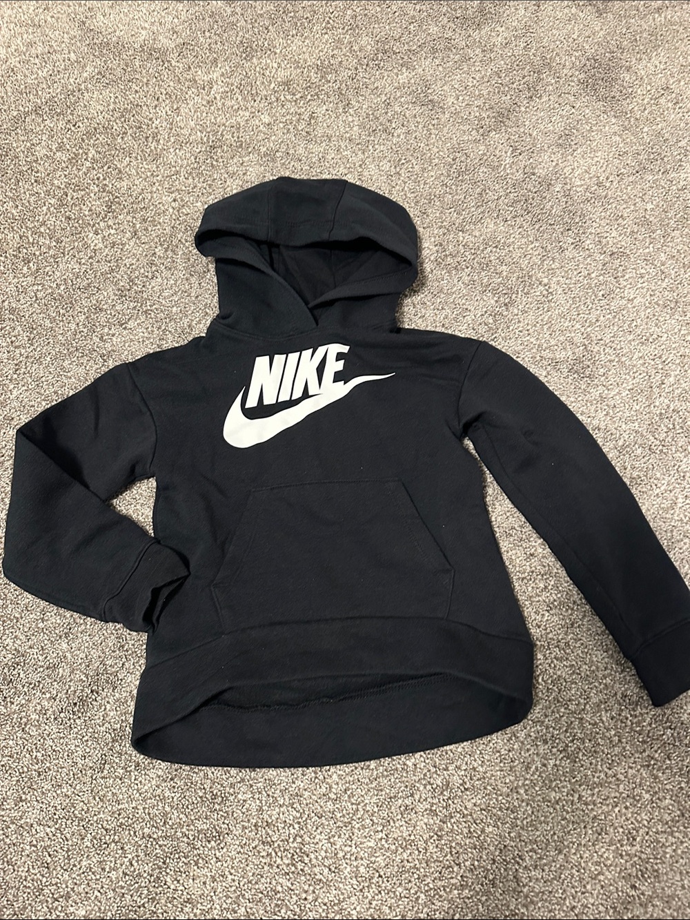 Nike Black Hoodie with White Swoosh Logo - Kids